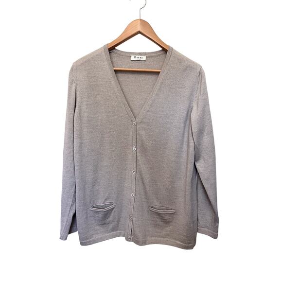 Maerz Muenchen Women's Sz Medium Beige Wool Button Cardigan Sweater - Picture 1 of 6